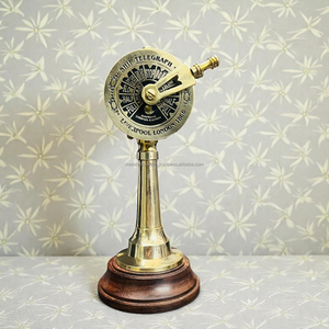 Vajilla Decorativa Náutica de Latón Estilo Antiguo con Grabado de Máquina de Telégrafo Marítimo - Product Image 1