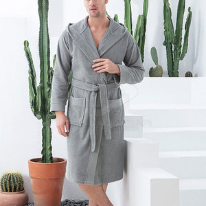 Bata de Baño para Hombre con Acabado Elegante, 100% Algodón Terry, Transpirable, Felpa, Comodidad Premium, Estilo Diario, Invierno, Manga Larga, para el Hogar - Product Image 3