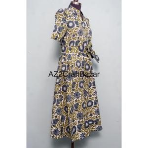 Robe longue midi bohème à imprimé léopard 100 % coton pour femme, col en V, respirante, lavable et écologique – Meilleure vente - Product Image 5