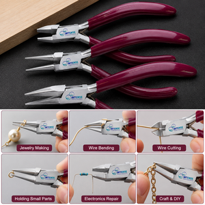 Professional Jewelry Making <b>Pliers</b> <b>Set</b> Chain Nose Round Nose Flat Nose Stainless Steel Beading Repair Tool - Product Image 2