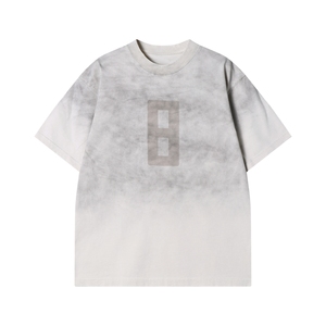 Vintage Acid Wash Cotton/<b>Bamboo</b> Fiber Oversize T-shirt Men's Casual Loose Boxy Fit Number Printed Logo <b>Paneled</b> Stitching Canvas - Product Image 5