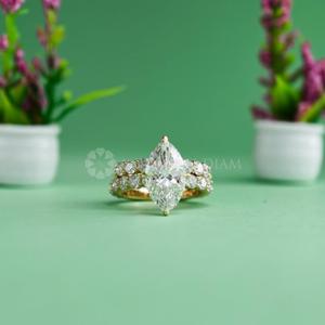 แหวนเพชรทองคำขาว 18K ทรงมาร์คีส์ เพชรสร้างในห้องปฏิบัติการ เครื่องประดับเพชรชั้นดีสำหรับขายส่งและส่งออก - Product Image 1