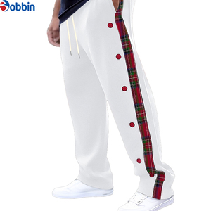 New Fashion Comfortable Vintage Side Button Striped Patchwork Pants <b>Mens</b> Trendy Drawstring Loose Straight Trousers <b>Men</b> Pants - Product Image 1