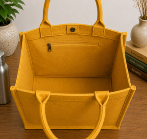 Say No To <b>Plastic</b> Jute Shopping Bag Medium Size Yellow Save Earth Eco Friendly Grocery <b>Tote</b> Handle Top - Product Image 5