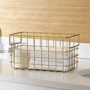 Panier de rangement rectangulaire en fil métallique noir, bac de rangement en métal, organisateur d'étagère de garde-manger, panier en fil métallique pour salle de bain et cuisine - Product Image 5