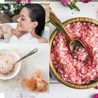 Sel de Bain Rose de l'Himalaya Naturel, Biologique et Écologique, à Grains Fins, Détoxifiant en Profondeur, pour Bain Spirituel, Relaxation Corporelle et Spa Personnalisé