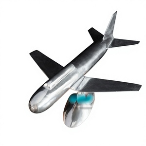 Bureau de Sculpture d'Avion Décoratif en Métal Argenté Classique, Modèle en Aluminium Art Déco Vintage - Product Image 1