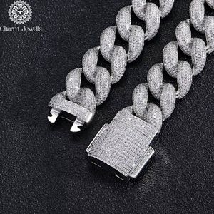 Collier pour homme Charm_Jewells en moissanite, coupe brillante ronde, chaîne à maillons, plaqué rhodium, argent 925, style hip-hop - Product Image 4