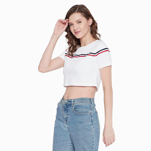 Nouveautés : Tops courts pour femmes de qualité supérieure, tops courts unis, impression de logo personnalisée, streetwear, séchage rapide, légers, t-shirts pour femmes - Product Image 4