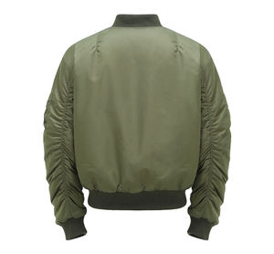 Chaqueta Bomber Verde Oliva para Hombre, Cierre de Cremallera, Color Sólido, Material de Poliéster, para Otoño, Corte Regular, Cuello Camisero - Product Image 2