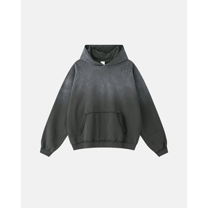 Sudadera con capucha estilo urbano de alta costura OEM, corte cropped y holgado, con efecto vintage, degradado y desgastado, Colección Otoño 2026 - Product Image 5