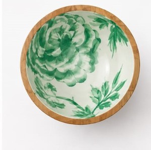 Ensemble de bols de service en bois faits à la main avec impression décorative en émail, bols à salade, à soupe et à mélanger - Product Image 6