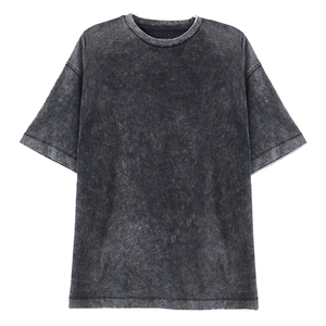 T-shirt délavé pour homme, coton vieilli, style streetwear, manches courtes, col rond, décontracté, mode estivale - Product Image 1