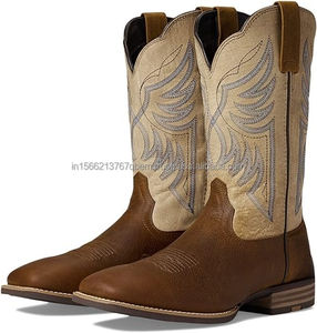 รองเท้าบูทคาวบอยตะวันตกหนังแท้ดีไซน์ใหม่สำหรับผู้ชายรองเท้าบูทแบบตะวันตก - Product Image 2