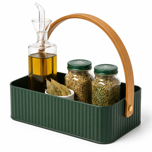 Luxury Metal Storage Box Fluted Storage <b>Basket</b> With Beautiful Golden Handle Organizer Bin Cream Decorative Desktop Storage <b>Tray</b> - Product Image 4