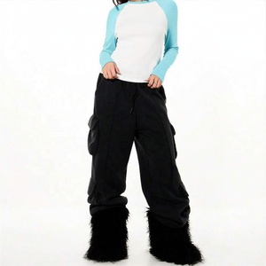 New Arrival Custom Women's Color Block Raglan Sleeve T-Shirt Crew Neck Slim Fit Knitted Casual <b>Top</b> <b>White</b> Blue <b>Long</b> Sleeve Shirt - Product Image 5