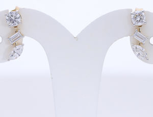 Boucles d'oreilles pendantes en or massif 14 carats avec diamants CVD de laboratoire de formes variées, taille brillant, couleur F, pureté VVS VS, plaqué rhodium, pour femme - Product Image 2