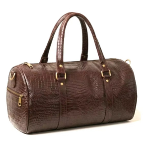 กระเป๋าหนังจระเข้สีน้ำตาลอเนกประสงค์ สำหรับเดินทาง ออกกำลังกาย พักค้างคืน มีช่องใส่ของหลายช่อง รับผลิตตามสั่ง จำหน่ายส่ง - Product Image 1