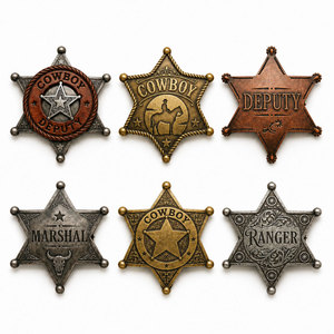 Custom Logo Western Star Badge | Cowboy Metal Pin for Corporate Year End Gift — Engraved Zinc Alloy Bulk Order - Product Image 2
