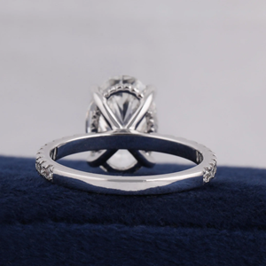 Oval Cut Diamond Engagement Ring White Gold Pave Setting Classic Women's Fine Jewelry - Product Image 3
