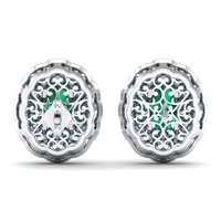 Anting-anting kancing emas 14K REYES Sparkling Moissanite untuk wanita, aksesori pengantin, perhiasan batu permata zamrud hijau
