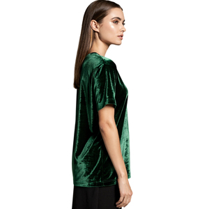 Women's Velvet T-Shirt Lightweight Crew Neck Velour Tee Shirts Ladies Street Style Fashion Velvet Summer TShirts Women - Product Image 6