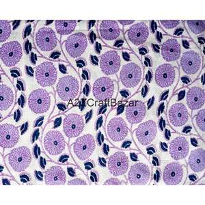 Tissu en coton 100% imprimé à la main avec motifs floraux indiens, vendu au mètre, vêtements pour femmes, tissu imprimé Jaipuri, tissu de luxe pour l'été - Product Image 6