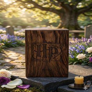 Handmade Wooden Urn <b>Box</b> Human Ashes Cremation <b>Memorial</b> Urn Brown Engraved Funeral <b>Keepsake</b> for Burial - Product Image 2