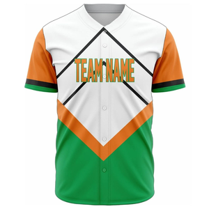 Camiseta de Béisbol Personalizada para Hombre, Verde, Naranja y Blanca, con Botones, Uniforme de Softbol, Transpirable, Deportiva, para Juegos - Product Image 2
