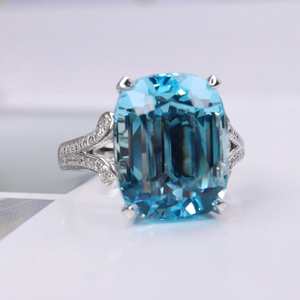 แหวนอะความารีนซานต้ามาเรียธรรมชาติทรงพิเศษ งานแฮนด์เมด เครื่องประดับสั่งทำสุดหรู ของขวัญสำหรับงานหมั้นและงานแต่งงานสำหรับผู้หญิง - Product Image 5