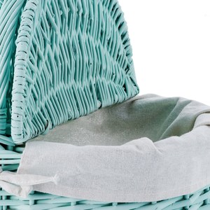 Cesta de Picnic Ovalada de Mimbre Verde Menta con Asa, Cesta de Almacenamiento de Alimentos Tejida a Mano Estilo Vintage, Forro de Tela Blanca, para Campamento al Aire Libre - Product Image 4