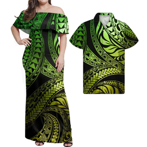 เสื้อยืดฮาวายแบบสั่งทำพิเศษ ชุดเดรสยาวไซส์ใหญ่แบบไหล่เดียวสำหรับคู่รักไปเที่ยวพักผ่อนริมชายหาด - Product Image 4