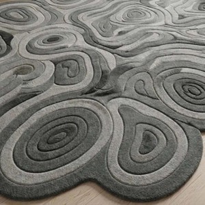 Abstract Modern <b>Hand</b> <b>Tufted</b> <b>Rug</b> | Luxury Grey Wool <b>Rug</b> Contemporary <b>Rug</b> Soft Plush Living Room Decorative Floor Carpet Area <b>Rug</b> - Product Image 2