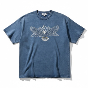 เสื้อยืดโอเวอร์ไซส์ทรงยาวพรีเมียมสไตล์สตรีทแวร์ ล้างสีแบบแอซิดวอช สำหรับผู้ชาย สกรีนโลโก้ได้ ผ้าหนา วินเทจ ดีไซน์ขาดๆ แบบเรียบง่าย ทรงไหล่ตก - Product Image 1