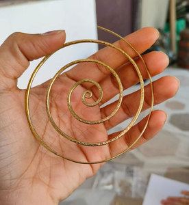 Handmade Gold Spiral Hoop Earrings <b>Large</b> Hammered Metal Cutout Boho Statement Ethnic Jewelry <b>Gift</b> Customized <b>Gift</b> <b>Box</b> Wholesale - Product Image 3