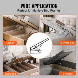 Kit de Herrajes de Lujo para Cama Abatible de Pared DIY, Capacidad de Carga de 154 Lbs, 59x71, Compatible con Cama Murphy, Sistema de Elevación Neumática Vertical, Nuevo - Product Image 6