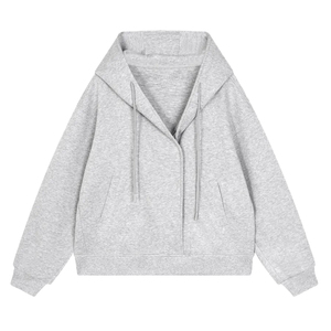 Sweat-shirts à capuche surdimensionnés pour hommes personnalisés avec fermeture éclair latérale, sweat-shirt à capuche en coton uni délavé à l'acide, streetwear vintage - Product Image 1