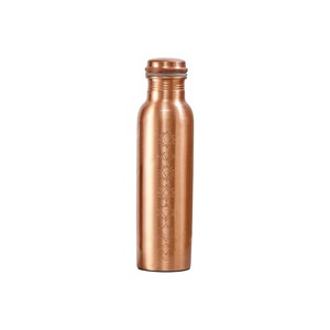 Bouteille d'eau en cuivre pur personnalisée en gros, bouteille de boisson métallique ayurvédique pour la santé, bouteille d'eau de sport anti-fuite à imprimé floral - Product Image 5