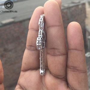 Charm_Jewells Pendentif en Argent 925 avec Tête de Balle en Moissanite Taille Brillant Certifiée IGI, Plaqué Or, Bijou Hiphop pour Homme - Product Image 2