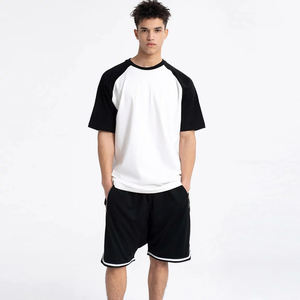 Ensemble décontracté d'été pour homme : T-shirt et short en coton personnalisé, séchage rapide, motif uni, tissu tricoté - Product Image 6