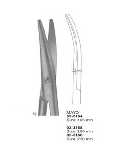 Tijeras de Disección Mayo de 165 mm, Acero Inoxidable, Rectas, Quirúrgicas, Reutilizables, Instrumento Médico - Product Image 1