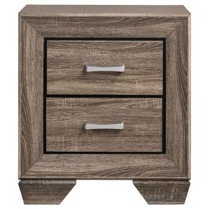 Comodino Rettangolare a 2 Cassetti Tomasina in Finitura Lavata Color Tortora - Product Image 4