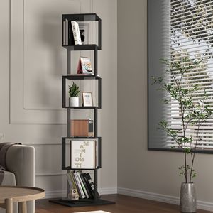 Libreria Girevole a 5 Ripiani per Studenti, Scaffale da Terra in Acrilico Semplice, Libreria Creativa Multifunzione per Soggiorno - Product Image 3
