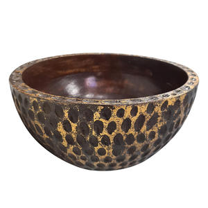 Bol de service de table en bois antique moderne Ensemble de cuillères en bois de manguier sculpté à la main écologique pour la cuisine à domicile pour les fêtes de fruits - Product Image 1