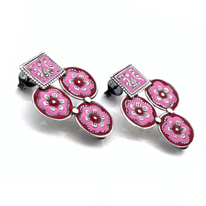 Silver Mountain SKU7551 Pendientes Colgantes de Plata de Ley 925 con Diseño Floral Geométrico y Baño de Óxido - Product Image 2