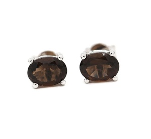 Joyería de Piedras Preciosas Naturales Románticas al por Mayor, Plata de Ley Chapada en Rodio, Cuarzo Ahumado con Corte Ovalado, para Niños, Bodas y Aniversarios - Product Image 1