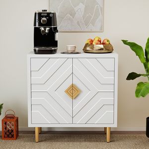 Credenza a 2 Ante con Porte Goffrate, Mobile Buffet per Soggiorno, Cucina, Sala da Pranzo, Ingresso - Product Image 1