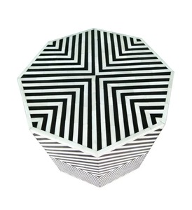 Mesa Auxiliar Geométrica con Incrustaciones de Hueso y Ágata, Mesa con Cajón de Almacenamiento, Mueble Moderno para Sala de Estar - Product Image 2