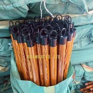 Manche de balai en bois portable 2-en-1 durable et écologique vietnamien tête de vadrouille enduite de PVC en bois de grain d'eucalyptus pour le nettoyage à domicile - Product Image 1