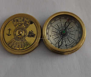 Brújula de Latón Macizo con Tapa de Calendario Perpetuo, Brújula de Bolsillo Náutica Vintage para Navegación Marítima - Product Image 4